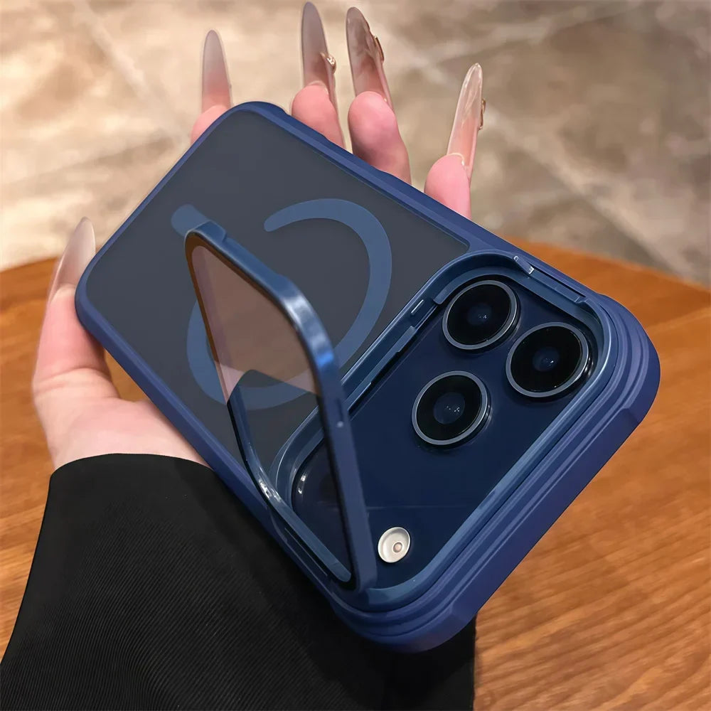 Phone Case Sliding Camera Cover Magnetic Back Built-In Stand