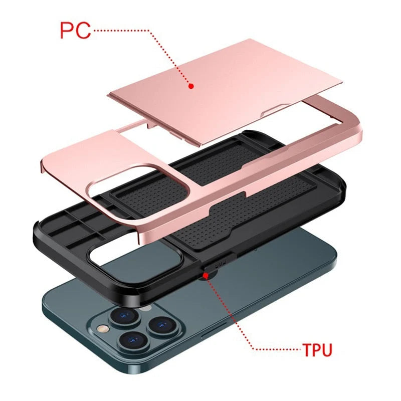 Phone Case Sliding Card Wallet Scratch-Resistant Dustproof Protection