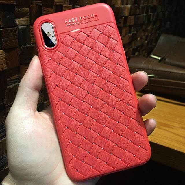 Phone Case Slim Silicone Woven Grid Shock-Resistant