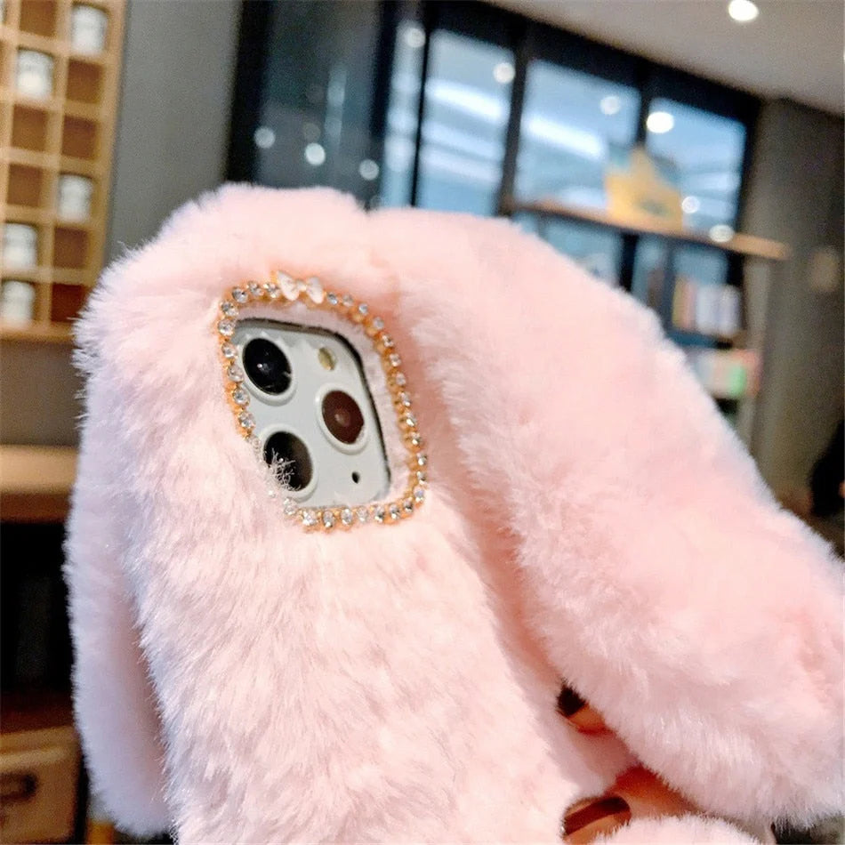 Phone Case Soft Plush Bunny Non-Slip Scratch-Resistant