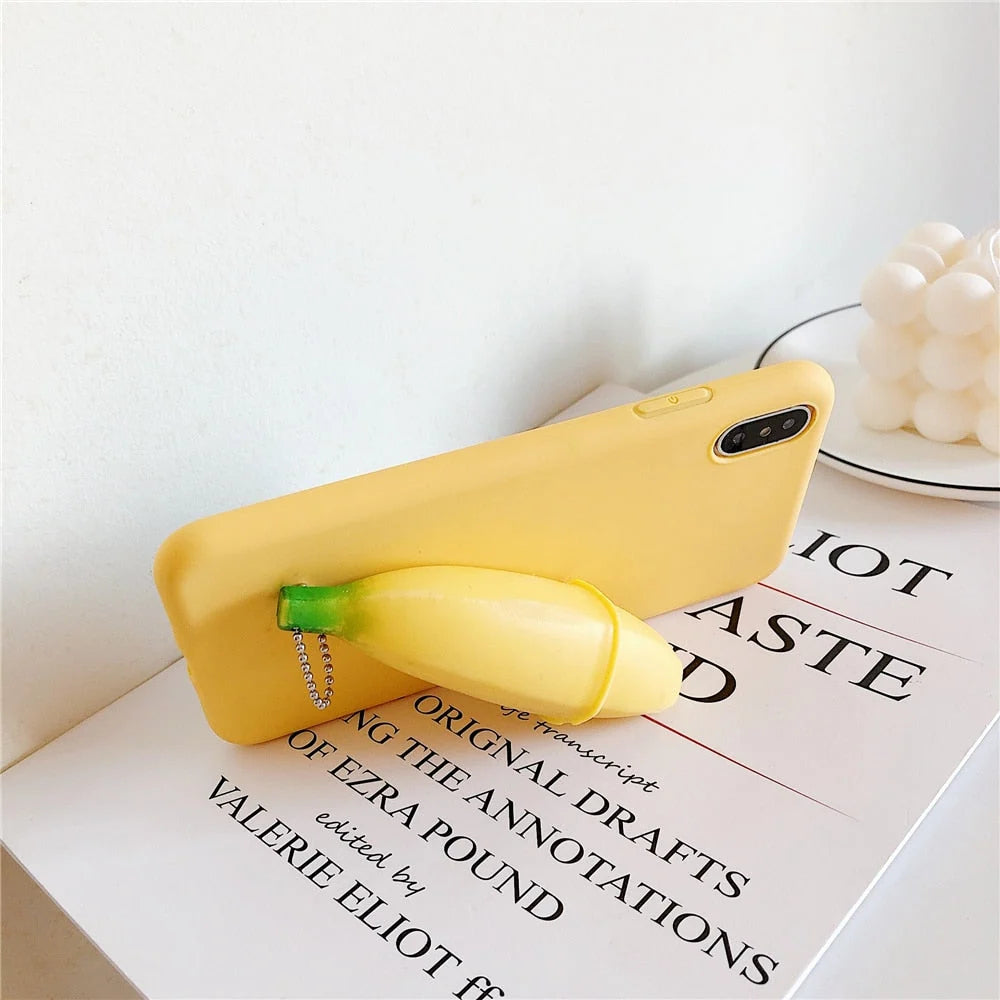 Phone Case Soft Silicone 3D Banana Design Full Coverage Protection