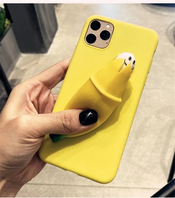Phone Case Soft Silicone 3D Banana Design Full Coverage Protection