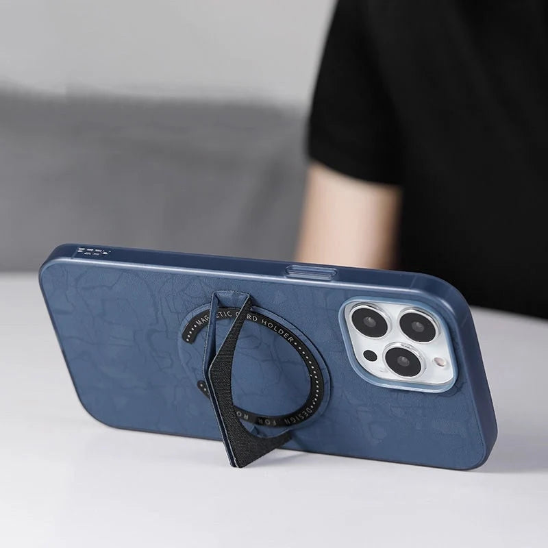 Phone Case Synthetic Leather Magnetic Ring Holder