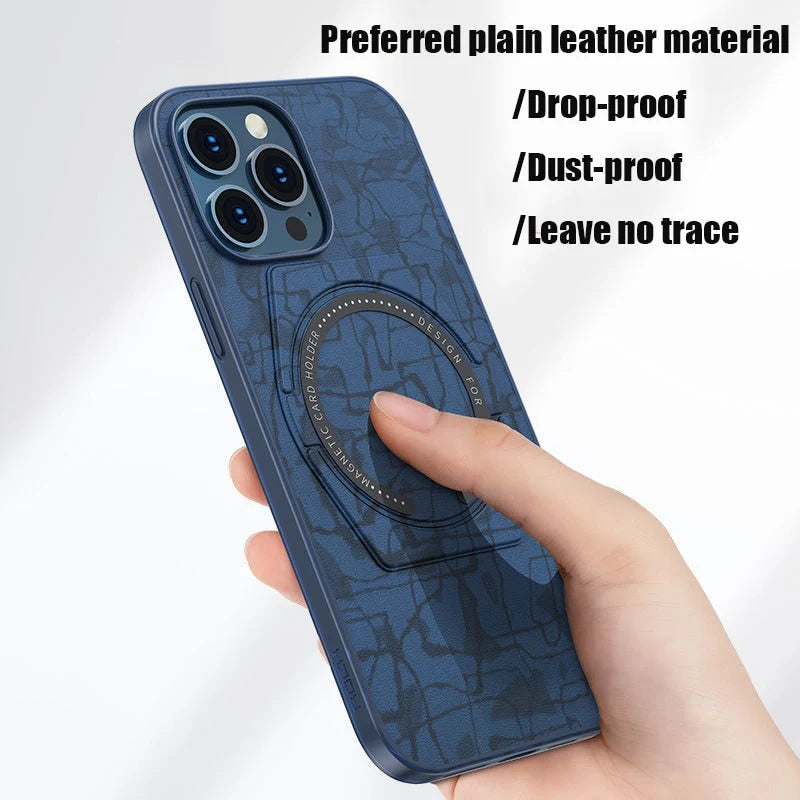 Phone Case Synthetic Leather Magnetic Ring Holder