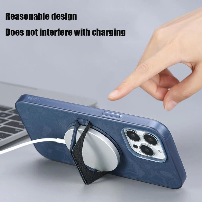 Phone Case Synthetic Leather Magnetic Ring Holder