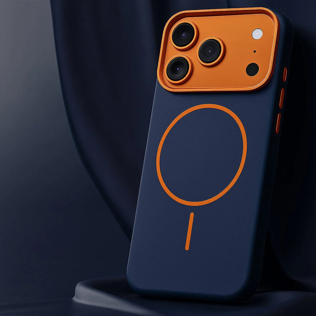 Phone Case Textured Leather-Like Magnetic Charging Compatible