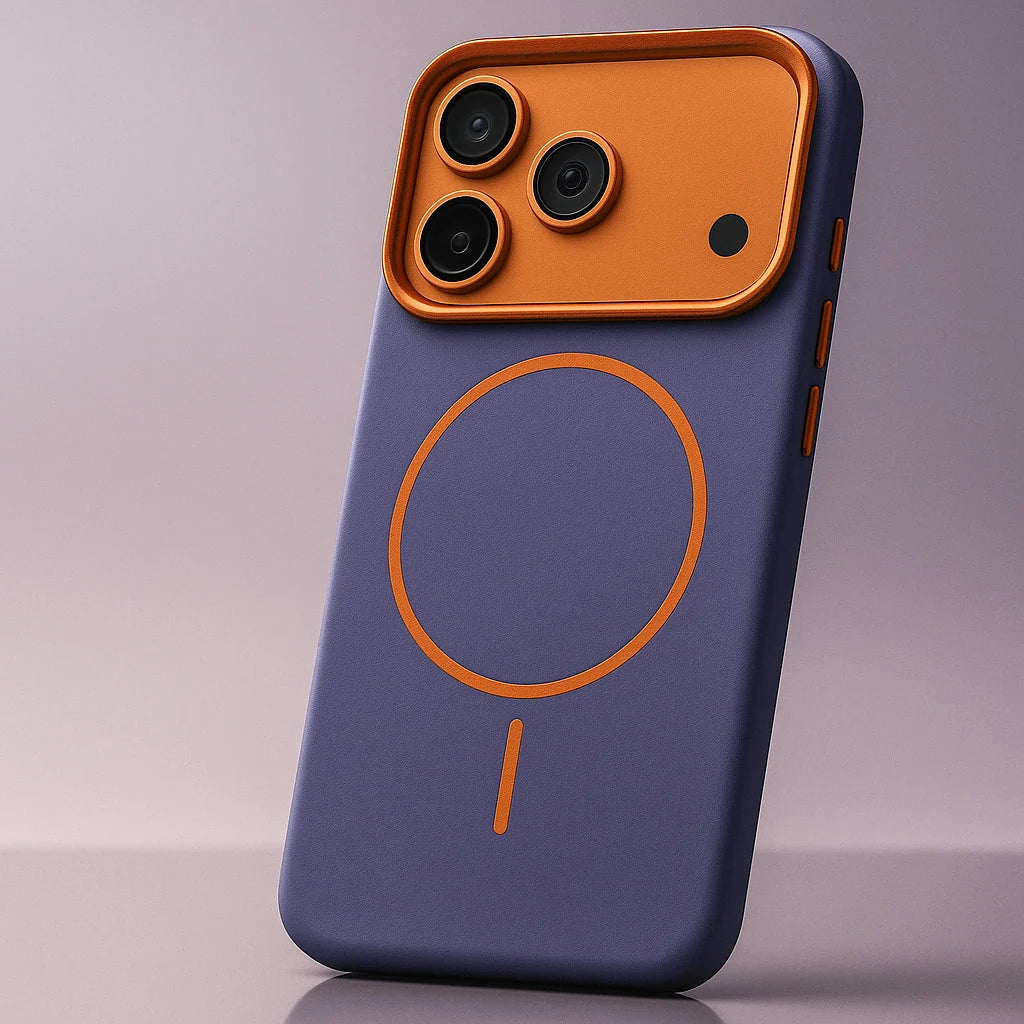 Phone Case Textured Leather-Like Magnetic Charging Compatible
