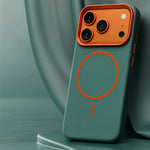 Phone Case Textured Leather-Like Magnetic Charging Compatible