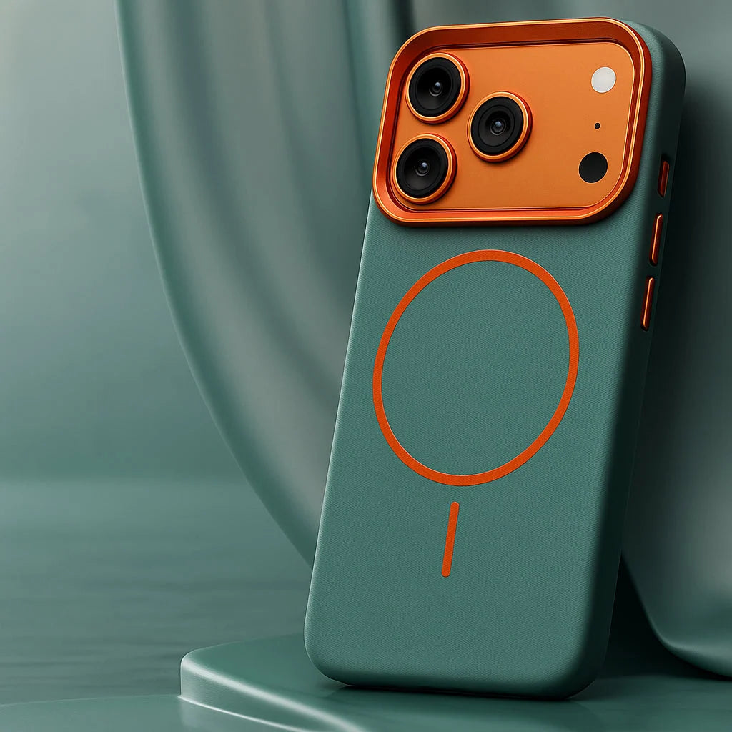 Phone Case Textured Leather-Like Magnetic Charging Compatible
