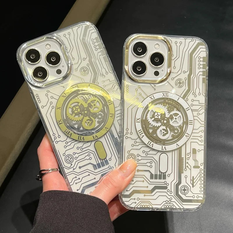 Phone Case Transparent Mechanical Design MagSafe Compatible Lightweight