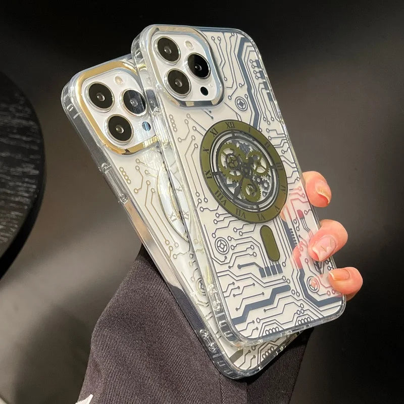 Phone Case Transparent Mechanical Design MagSafe Compatible Lightweight