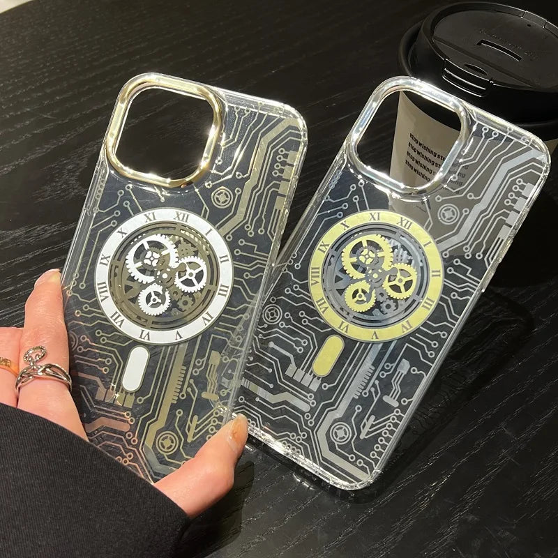 Phone Case Transparent Mechanical Design MagSafe Compatible Lightweight