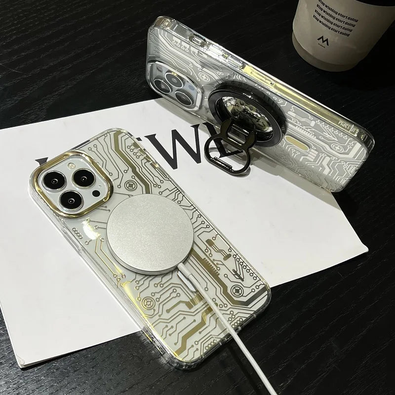 Phone Case Transparent Mechanical Design MagSafe Compatible Lightweight