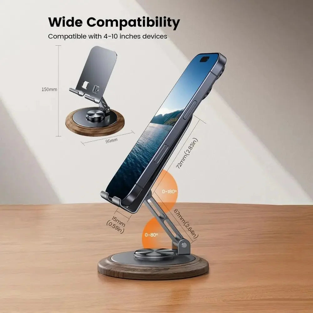 Phone & Tablet Stand Adjustable Rotating Foldable Metal Support