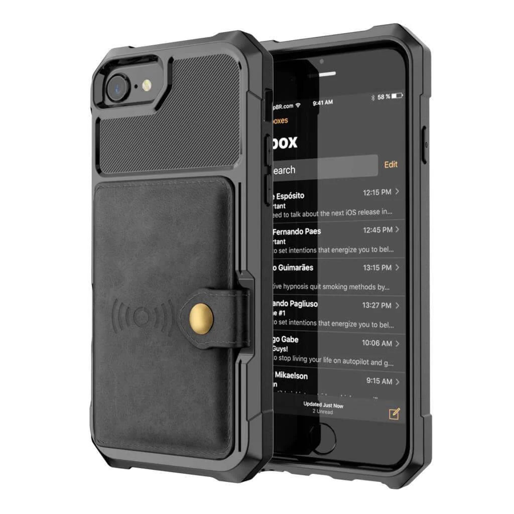 Phone Wallet Case Card Slots Adjustable Kickstand PU Leather