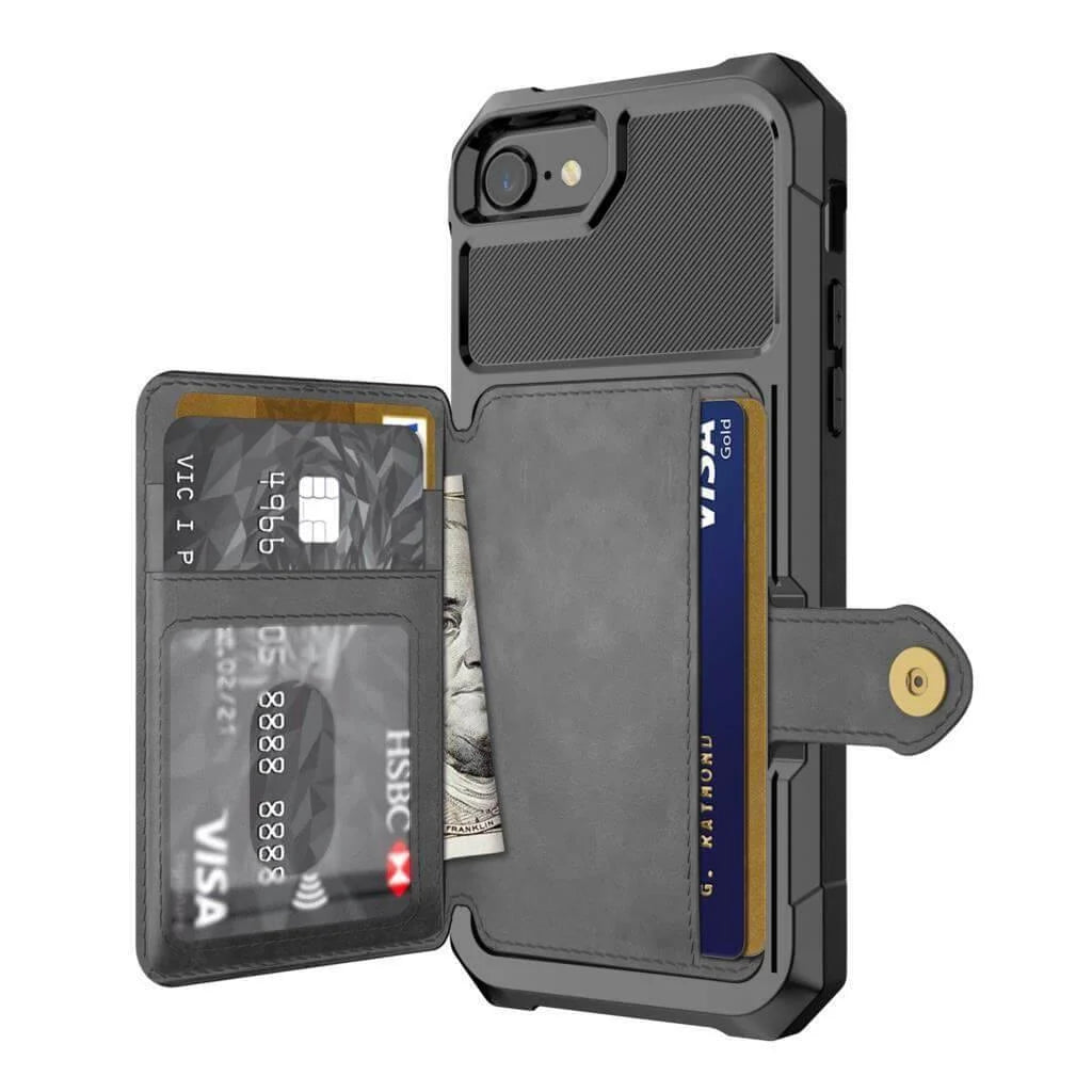 Phone Wallet Case Card Slots Adjustable Kickstand PU Leather