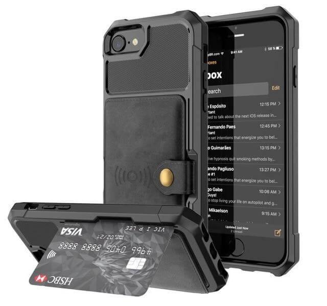 Phone Wallet Case Card Slots Adjustable Kickstand PU Leather