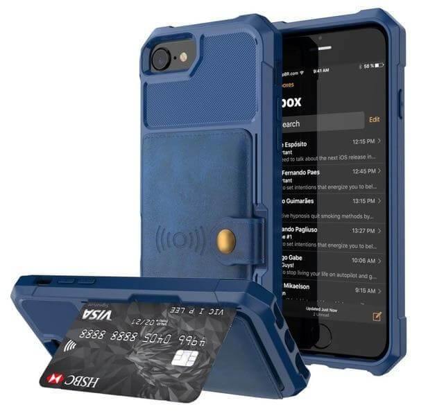 Phone Wallet Case Card Slots Adjustable Kickstand PU Leather