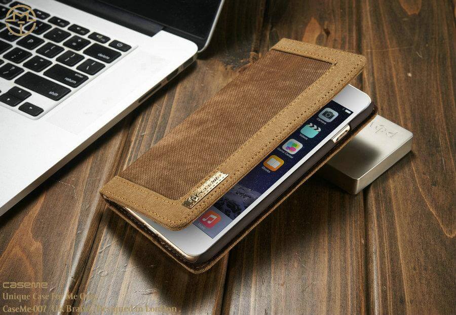 Phone Wallet Case Denim Canvas Built-In Stand Scratch-Resistant