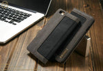 Phone Wallet Case Denim Canvas Built-In Stand Scratch-Resistant