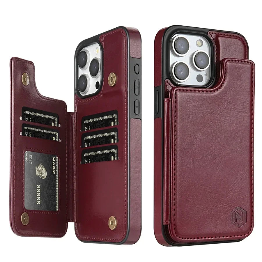 Phone Wallet Case Faux Leather RFID-Blocking Card Holder