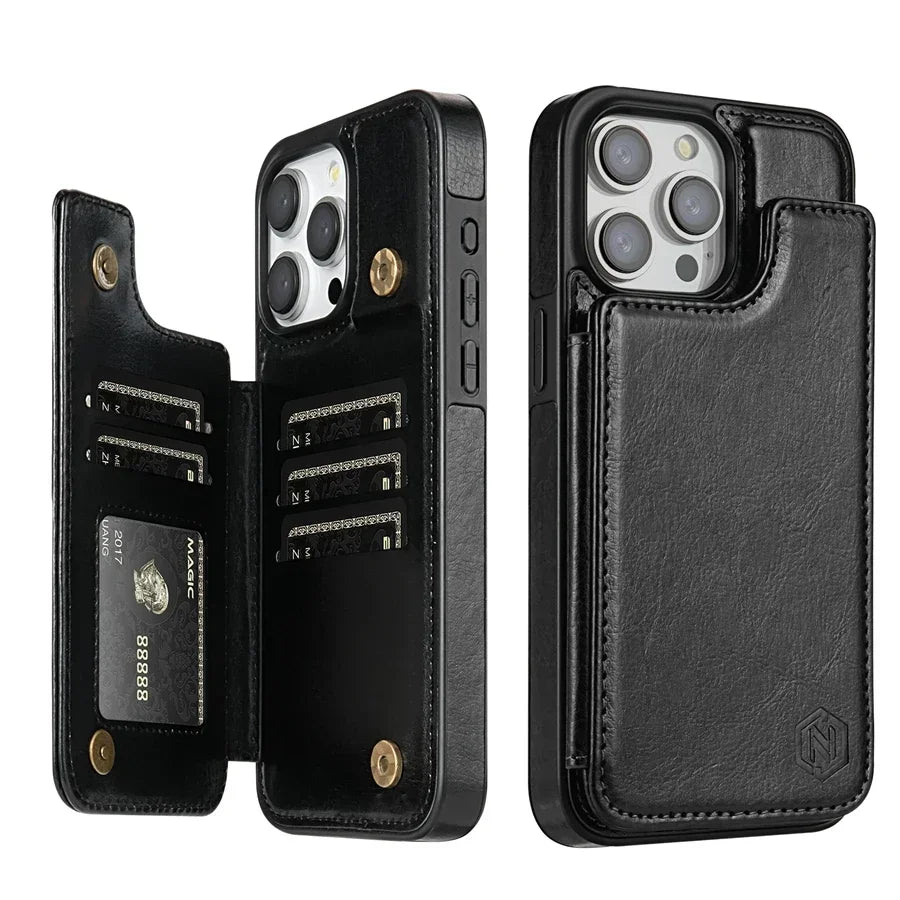 Phone Wallet Case Faux Leather RFID-Blocking Card Holder