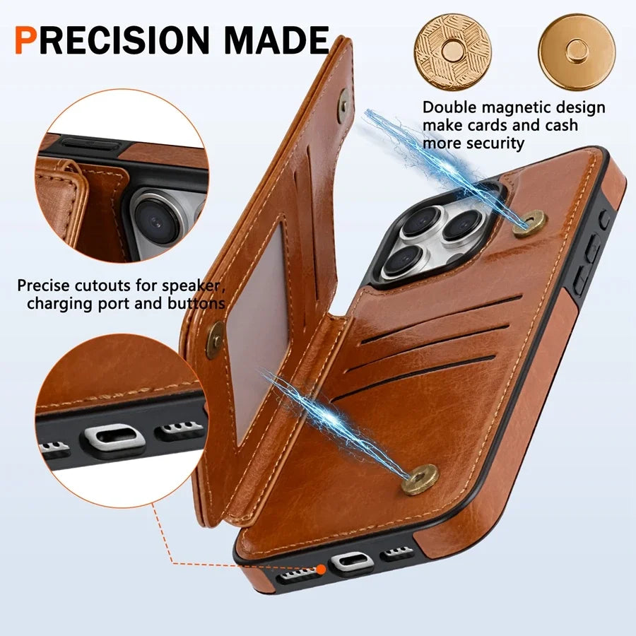 Phone Wallet Case Faux Leather RFID-Blocking Card Holder
