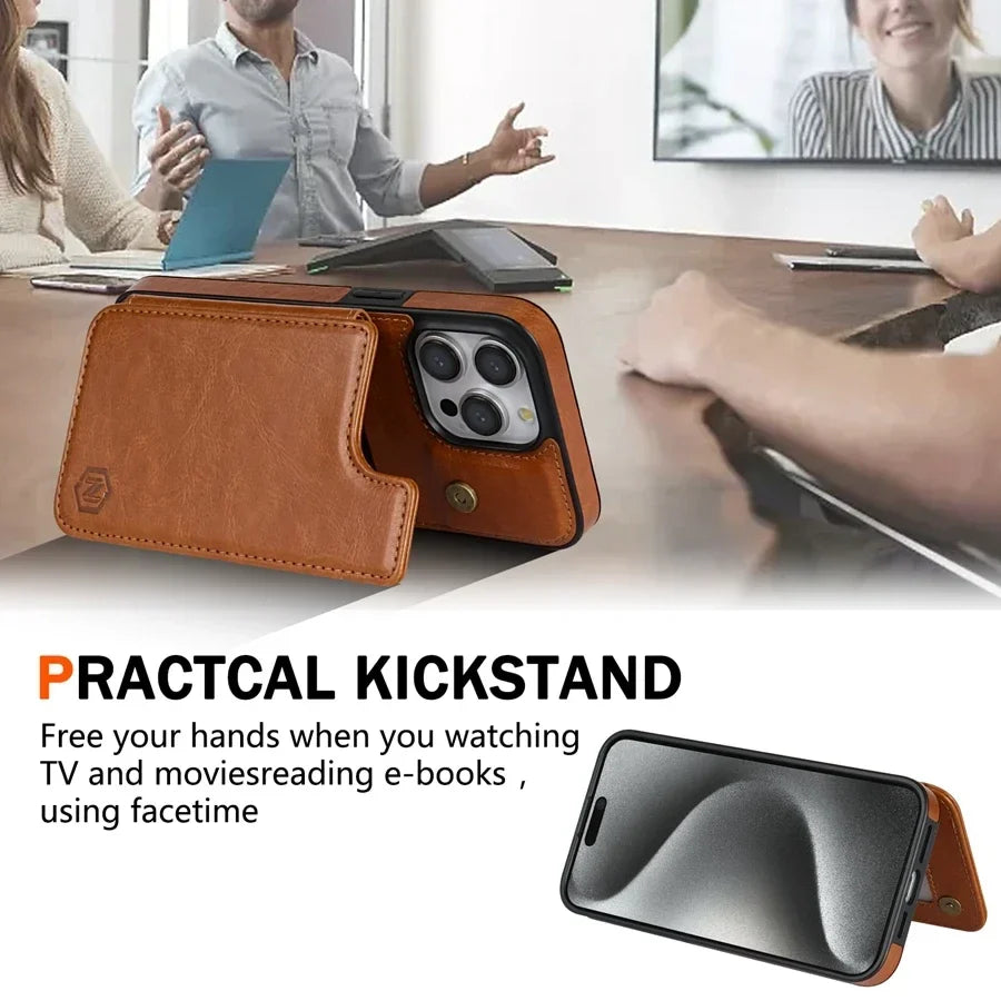 Phone Wallet Case Faux Leather RFID-Blocking Card Holder