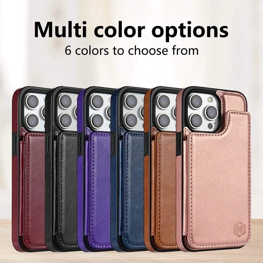 Phone Wallet Case Faux Leather RFID-Blocking Card Holder