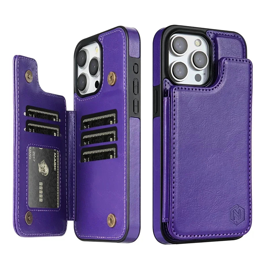 Phone Wallet Case Faux Leather RFID-Blocking Card Holder