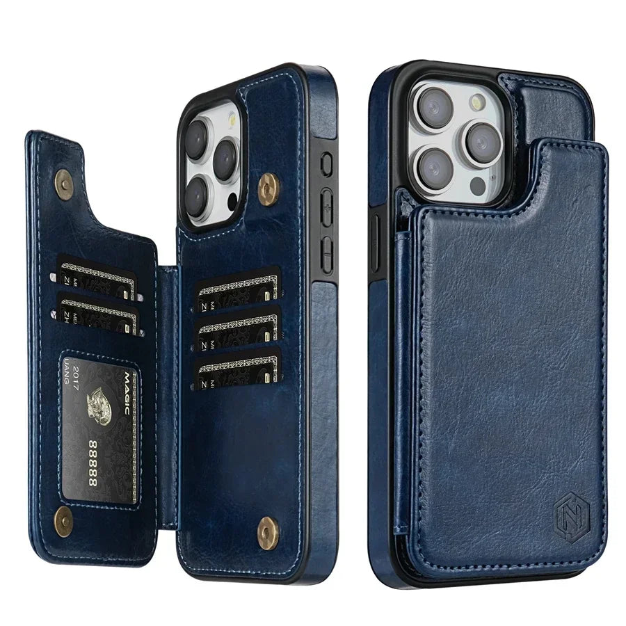 Phone Wallet Case Faux Leather RFID-Blocking Card Holder
