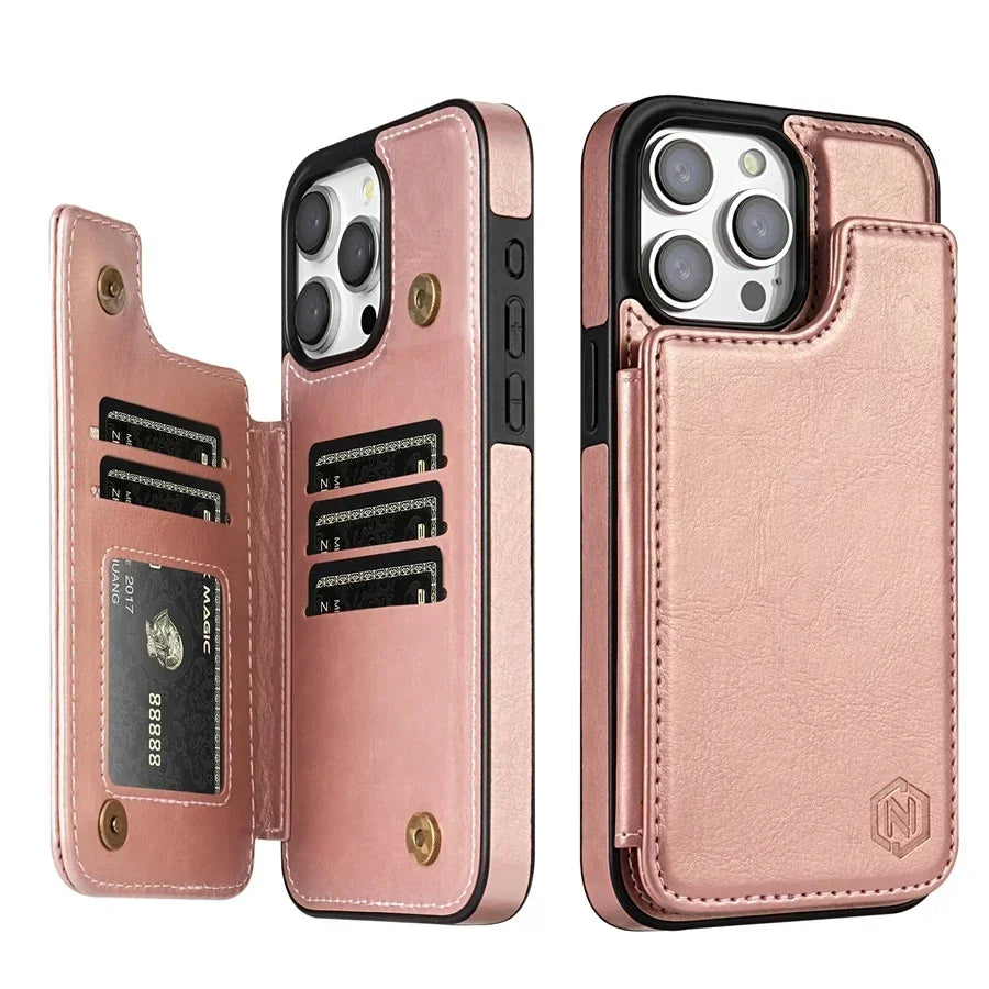 Phone Wallet Case Faux Leather RFID-Blocking Card Holder