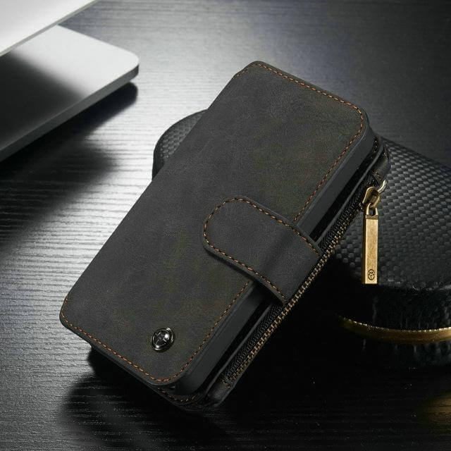 Phone Wallet Case Genuine Leather Card Pocket & Kickstand