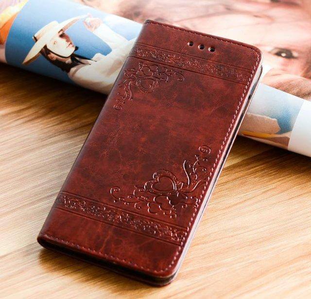 Phone Wallet Case Leather Flip Cover With Card Pocket & Shockproof Protection