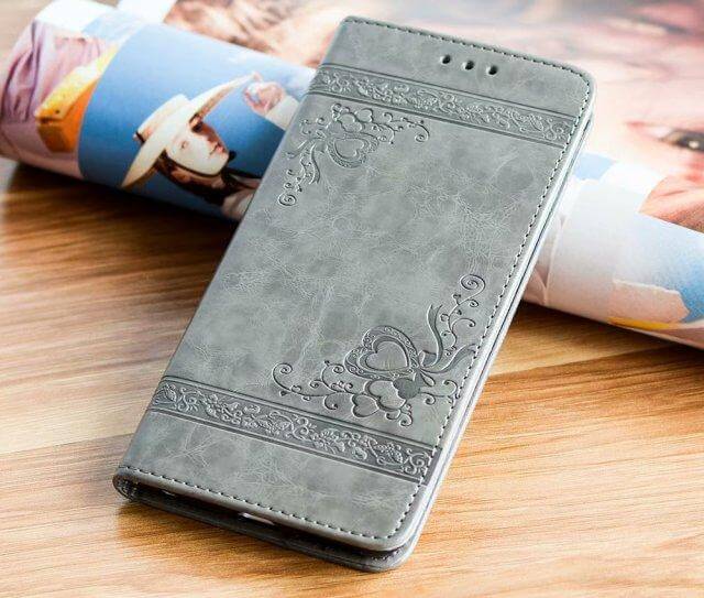 Phone Wallet Case Leather Flip Cover With Card Pocket & Shockproof Protection