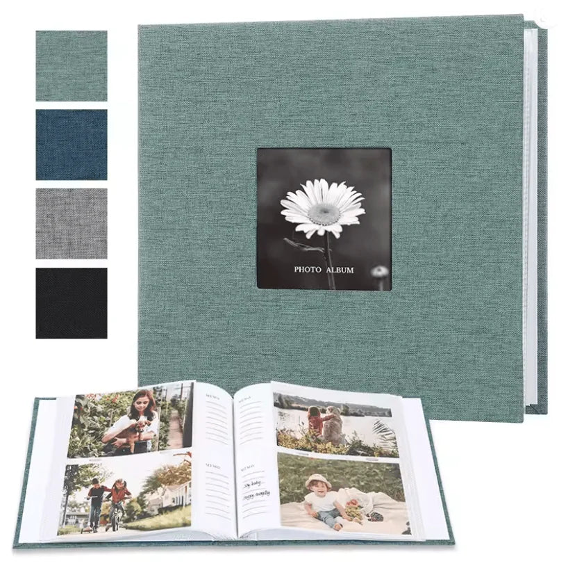 Photo Album Linen Cover Writable Acid-Free Pages