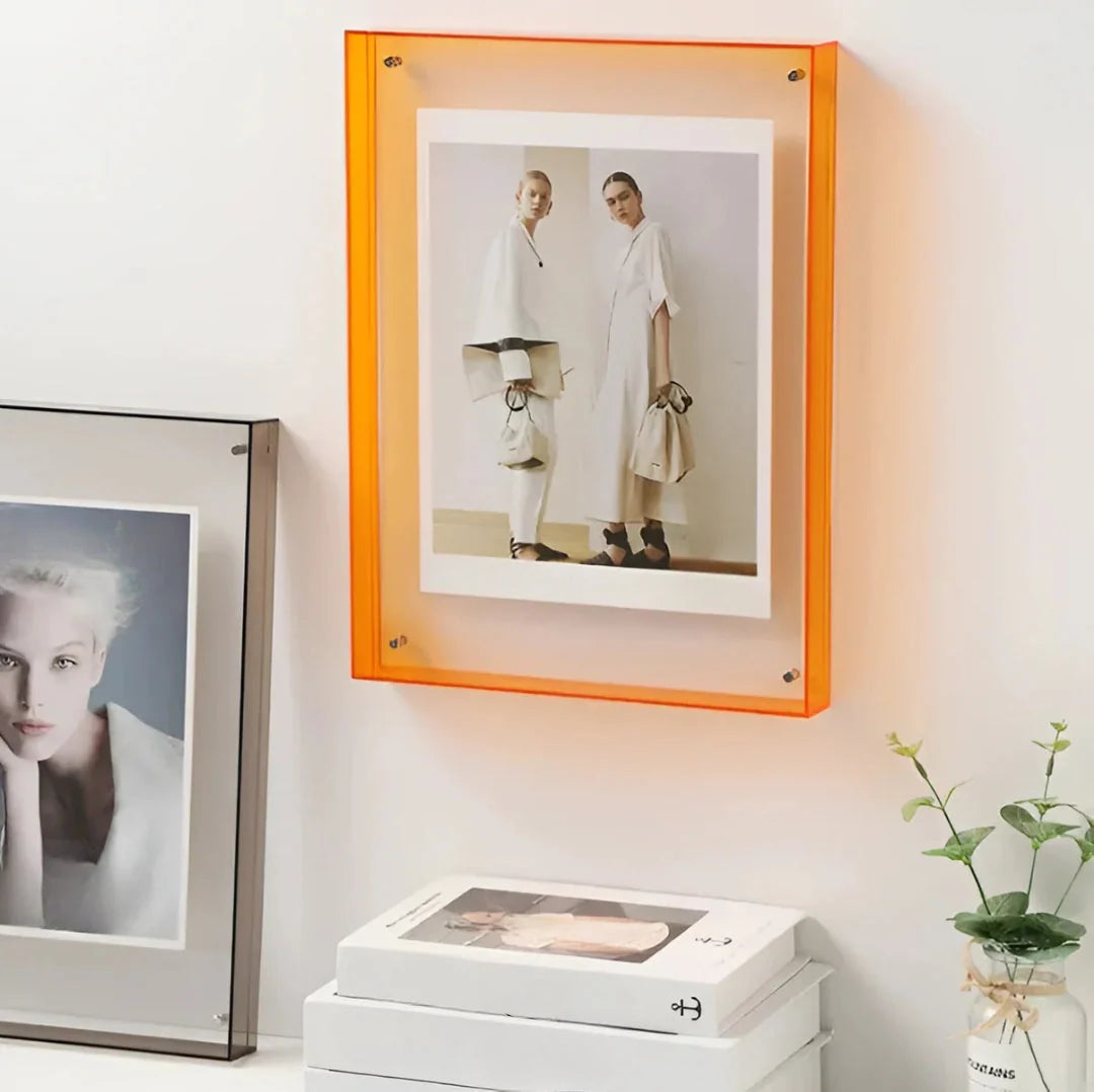 Photo Frame Clear Acrylic Floating Desk & Wall Mount
