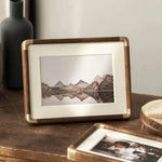 Photo Frame Solid Wood Brass Corners Freestanding Portrait & Landscape Display
