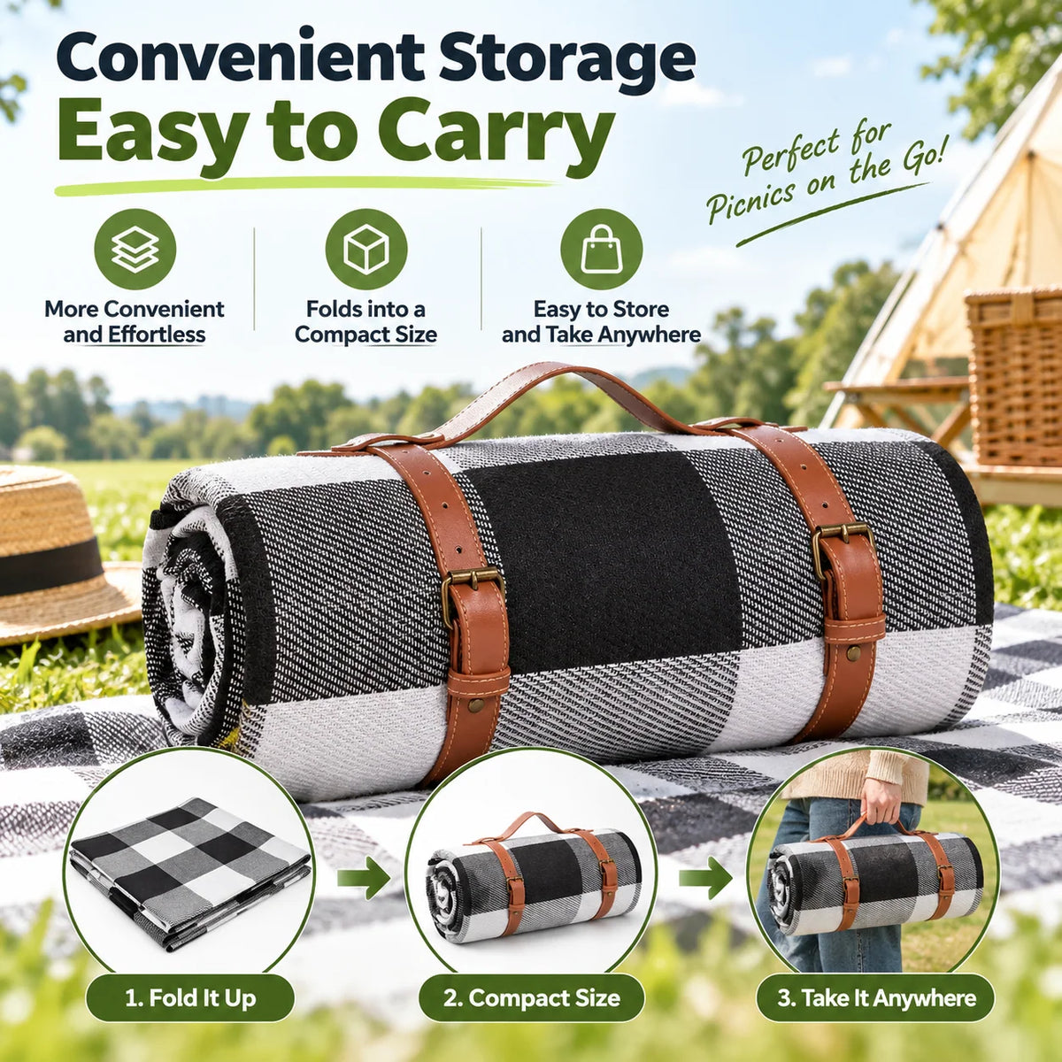 Picnic Blanket Waterproof Cushioned Foam Foldable