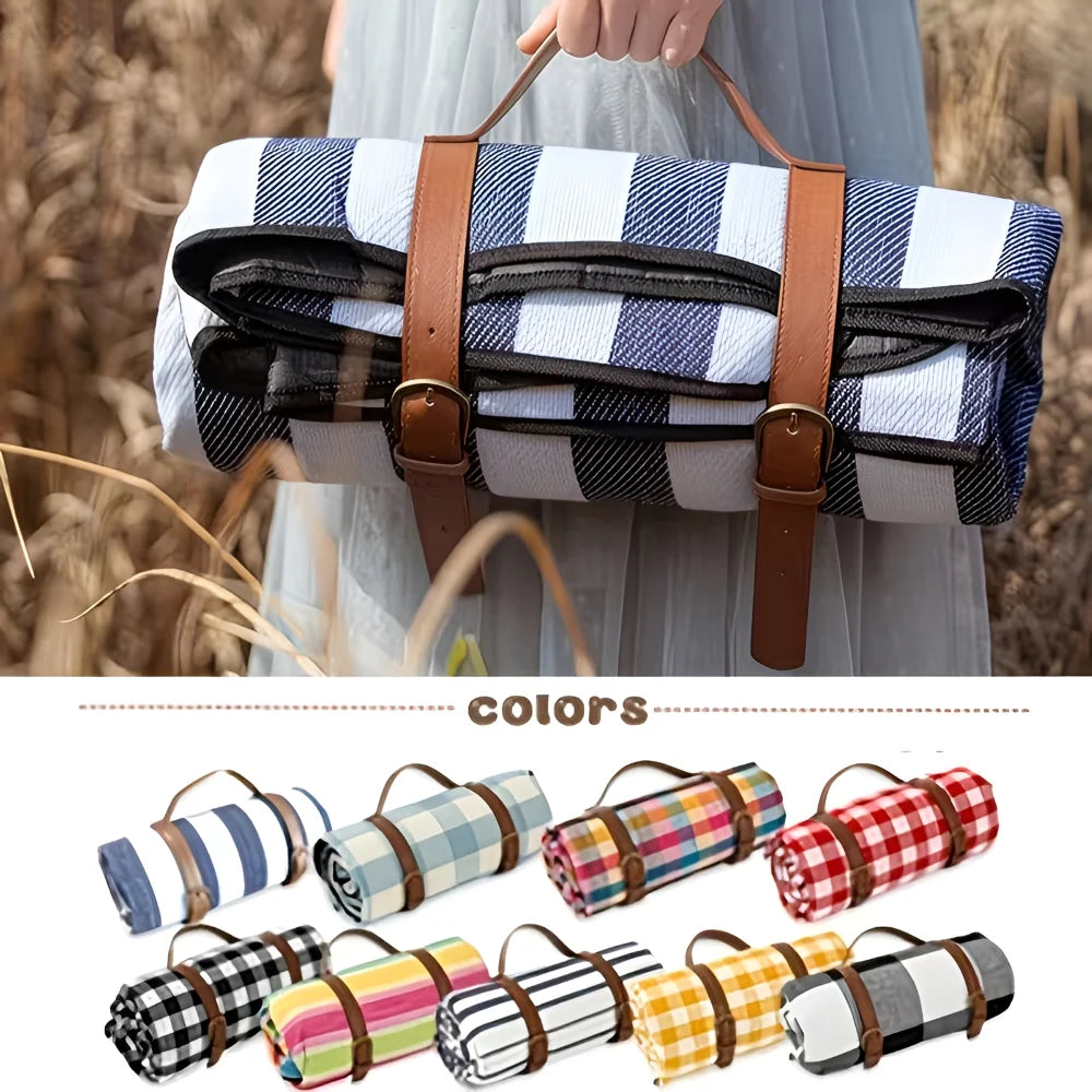 Picnic Blanket Waterproof Padded Foldable With Carry Handle
