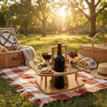 Picnic Table Natural Wood Wine & Snack Compartments