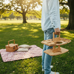 Picnic Table Natural Wood Wine & Snack Compartments