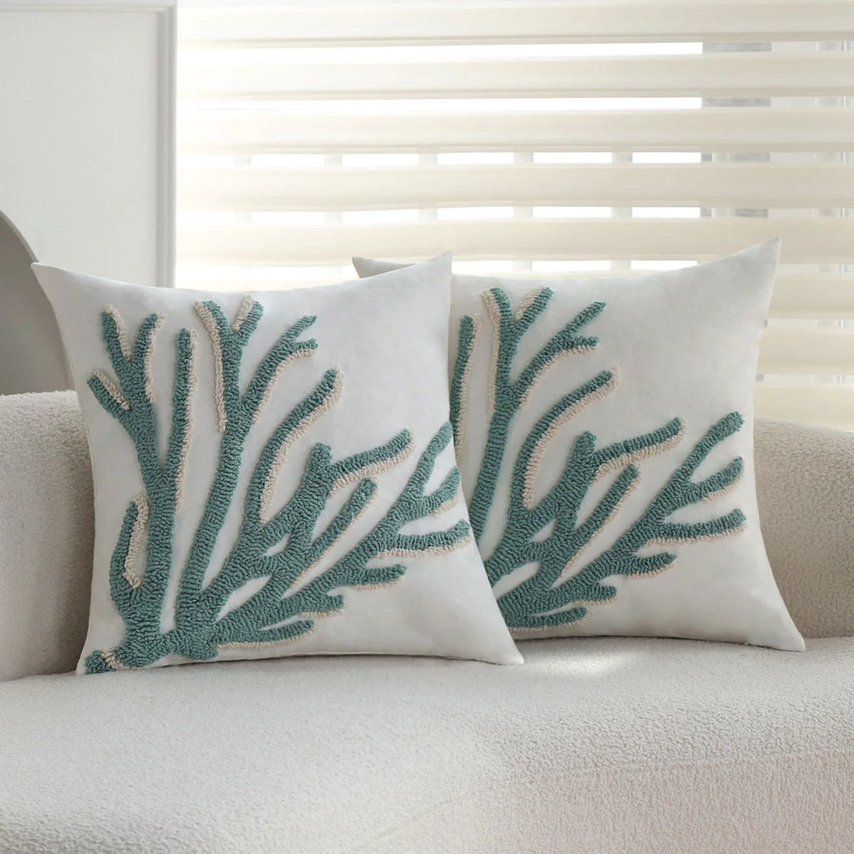 Pillow Cover 18x18 Hand-Tufted Coral Relief