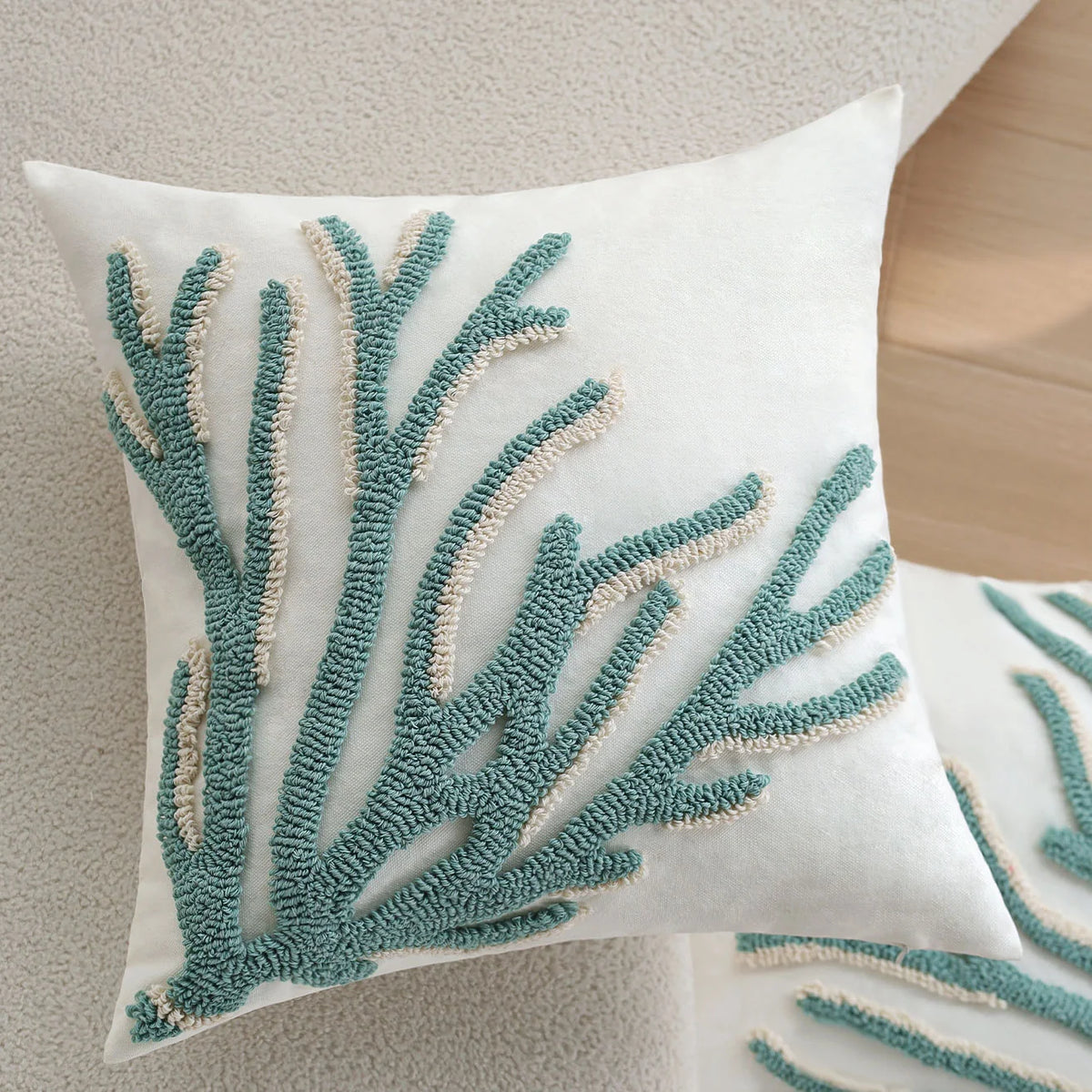 Pillow Cover 18x18 Hand-Tufted Coral Relief