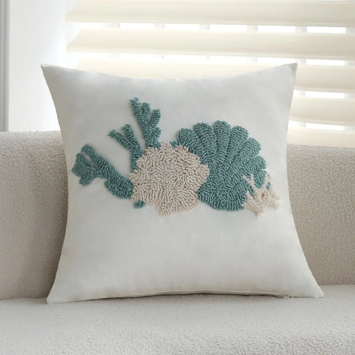Pillow Cover 18x18 Hand-Tufted Coral Relief