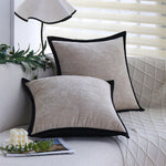 Pillow Cover 18x18 Microvelour Contrast Piping Concealed Zipper