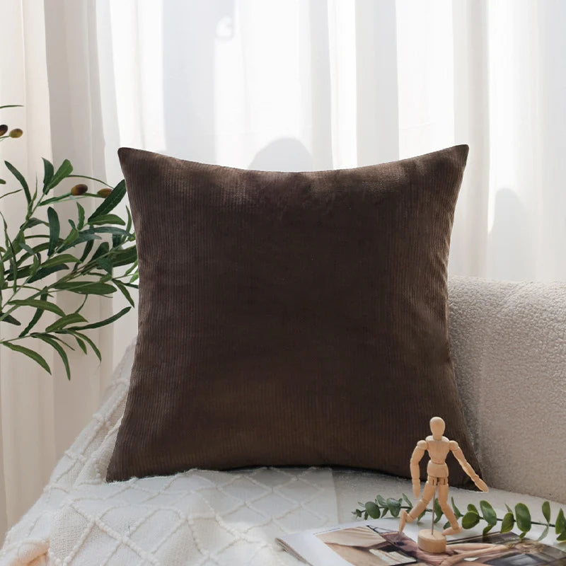 Pillow Cover 18x18in Fine Ribbed Cord Cotton-Poly Blend