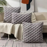 Pillow Cover 3D Plush Grid Machine Washable Zipper Closure