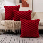 Pillow Cover 3D Plush Grid Machine Washable Zipper Closure