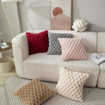 Pillow Cover 3D Plush Grid Machine Washable Zipper Closure
